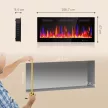 Elektromos kandalló, falra szerelhető, állítható lánggal, termosztáttal, időzítővel, acél, fekete