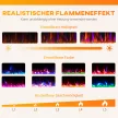 Elektromos kandalló, falra szerelhető, állítható lánggal, termosztáttal, időzítővel, acél, fekete
