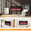 Elektromos kandalló, falra szerelhető, állítható lánggal, termosztáttal, időzítővel, acél, fekete