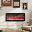 Elektromos kandalló, falra szerelhető, állítható lánggal, termosztáttal, időzítővel, acél, fekete
