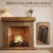 3 részes összecsukható kandallóernyő, hőálló fém szikravédővel, fekete