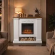  Elektrokamin mit Kaminsims und Ablage, 1800 W, freistehend, mit einstellbarem Flammeneffekt und Fernbedienung
