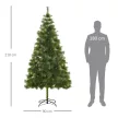 Műfenyő 210 cm, akasztós karácsonyfa 505 tűvel és ezüst díszítéssel, karácsonyfadísz fém állvánnyal beltéri használatra