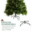 Műfenyő 210 cm, akasztós karácsonyfa 505 tűvel és ezüst díszítéssel, karácsonyfadísz fém állvánnyal beltéri használatra
