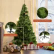 Műfenyő 210 cm, akasztós karácsonyfa 505 tűvel és ezüst díszítéssel, karácsonyfadísz fém állvánnyal beltéri használatra
