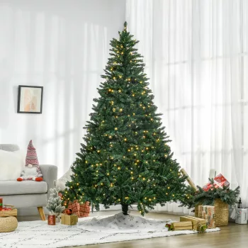   Karácsonyfa, 700 meleg fehér LED, 2154 ág, lángálló, műanyag/fém, 210 x 142 cm, zöld