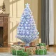 Künstlicher Weihnachtsbaum 120 cm Christbaum künstlich mit Glasfaser und LED-Beleuchtung, 130 Spitzen Tannenbaum inkl. Stahlständer für Drinnen Weiß+Blau