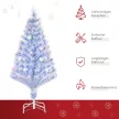 Künstlicher Weihnachtsbaum 120 cm Christbaum künstlich mit Glasfaser und LED-Beleuchtung, 130 Spitzen Tannenbaum inkl. Stahlständer für Drinnen Weiß+Blau