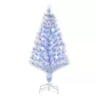 Künstlicher Weihnachtsbaum 120 cm Christbaum künstlich mit Glasfaser und LED-Beleuchtung, 130 Spitzen Tannenbaum inkl. Stahlständer für Drinnen Weiß+Blau