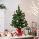 Mini karácsonyfa, karácsonyi dekoráció, karácsonyi gömbdíszekkel és LED-es égőkkel, 60 cm, többszínű