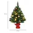 Mini karácsonyfa, karácsonyi dekoráció, karácsonyi gömbdíszekkel és LED-es égőkkel, 60 cm, többszínű