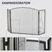 Kandallóhoz való tűzvédő, 3 paneles, összecsukható, rugalmas, fém, fekete, 132,5 x 76,5 cm