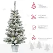 Mini-Weihnachtsbaum Ø40x90 cm, Kunstschnee, 60 LEDs, feuerfest, Kunststoff, Grün/Weiß