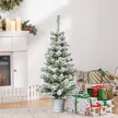 Mini-Weihnachtsbaum Ø40x90 cm, Kunstschnee, 60 LEDs, feuerfest, Kunststoff, Grün/Weiß