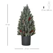 Mini karácsonyfa fenyőtobozokkal, piros bogyókkal és cseréppel, 50 cm magas, többszínű