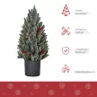 Mini karácsonyfa fenyőtobozokkal, piros bogyókkal és cseréppel, 50 cm magas, többszínű