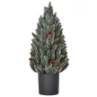 Mini karácsonyfa fenyőtobozokkal, piros bogyókkal és cseréppel, 50 cm magas, többszínű