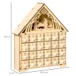 Adventi naptár LED világítással, 24 fiókkal, betlehem mintával, 26,6x6x30 cm, fahatású