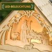 Adventi naptár LED világítással, 24 fiókkal, betlehem mintával, 26,6x6x30 cm, fahatású