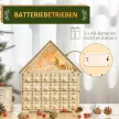Adventi naptár LED világítással, 24 fiókkal, betlehem mintával, 26,6x6x30 cm, fahatású