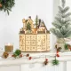 Adventi naptár doboz, karácsonyi dekoráció, LED fények, 24 fiók, natúr