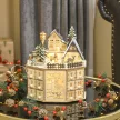 Adventi naptár doboz, karácsonyi dekoráció, LED fények, 24 fiók, natúr