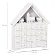 Adventi naptár karácsonyi dekoráció, 24 fiókkal, LED fényekkel, 39 cm x 9 cm x 42 cm, fehér + zöld