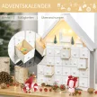Adventi naptár karácsonyi dekoráció, 24 fiókkal, LED fényekkel, 39 cm x 9 cm x 42 cm, fehér + zöld