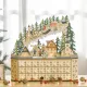  Adventskalender Weichnachtsdekoration Weihnachtsdeko, 24 Schubladen, LED-Lichter, 39 cm x 9 cm x 42 cm, Weiß + Grün
