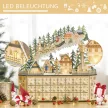  Adventskalender Weichnachtsdekoration Weihnachtsdeko, 24 Schubladen, LED-Lichter, 39 cm x 9 cm x 42 cm, Weiß + Grün