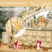  Adventskalender Weichnachtsdekoration Weihnachtsdeko, 24 Schubladen, LED-Lichter, 39 cm x 9 cm x 42 cm, Weiß + Grün