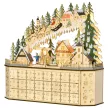  Adventskalender Weichnachtsdekoration Weihnachtsdeko, 24 Schubladen, LED-Lichter, 39 cm x 9 cm x 42 cm, Weiß + Grün