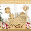 Adventi naptár 24 fiókkal, LED-es fényekkel, szánkó alakúra fűzve, barkács karácsonyi naptár, karácsonyi visszaszámláló naptár, ajándék gyerekeknek és felnőtteknek