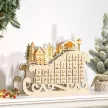 Adventi naptár 24 fiókkal, LED-es fényekkel, szánkó alakúra fűzve, barkács karácsonyi naptár, karácsonyi visszaszámláló naptár, ajándék gyerekeknek és felnőtteknek