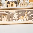 Karácsonyi dekoráció, karácsonyi falu, 10 LED, meleg fehér fény, 45 x 10 x 25 cm, fa dekoráció
