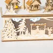 Karácsonyi dekoráció, karácsonyi falu, 10 LED, meleg fehér fény, 45 x 10 x 25 cm, fa dekoráció
