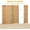 4 részes szobaparaván, 160 x 170 cm, összecsukható bambusz térelválasztó nappaliba, hálószobába, natúr