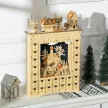 Adventi naptár töltelékkel, 24 fiókkal és rekesszel, karácsonyi naptár LED-es fényekkel, natúr fa, 36 x 9 x 52 cm