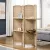 4-teiliger Paravent, 160 x 170 cm, faltbare Trennwand mit 2 Regalen, Naturholz