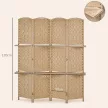 4-teiliger Paravent, 160 x 170 cm, faltbare Trennwand mit 2 Regalen, Naturholz