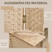 4-teiliger Paravent, 160 x 170 cm, faltbare Trennwand mit 2 Regalen, Naturholz