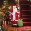  Weihnachtsmannfigur, beweglich, mit Geräuschsensor, Lachen & Musik, 140 cm, Rot