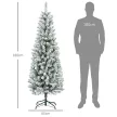 Műfenyő, karcsú kialakítás, műhó, háromrészes, lángálló, fém talp, 183 cm, zöld