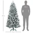  Künstlicher Weihnachtsbaum, Kunstschnee & Tannenzapfen, realistisch, flammhemmend, Metallfuß, 183 cm, Grün