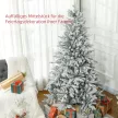  Künstlicher Weihnachtsbaum, Kunstschnee & Tannenzapfen, realistisch, flammhemmend, Metallfuß, 183 cm, Grün