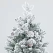  Künstlicher Weihnachtsbaum, Kunstschnee & Tannenzapfen, realistisch, flammhemmend, Metallfuß, 183 cm, Grün