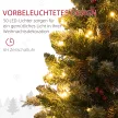 Karácsonyfa LED világítással, 60 cm, fenyőtobozokkal és piros bogyókkal, állvánnyal, zöld/fehér