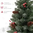 Karácsonyfa LED világítással, 60 cm, fenyőtobozokkal és piros bogyókkal, állvánnyal, zöld/fehér