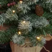 Karácsonyfa LED világítással, 60 cm, fenyőtobozokkal és piros bogyókkal, állvánnyal, zöld/fehér