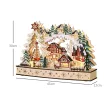 Karácsonyi falu téli csodaországban, 20 LED égő, többrétegű, natúr fa, 45 x 12 x 30 cm